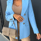 Women's Solid Color Double Breasted Fashion Blazer Top