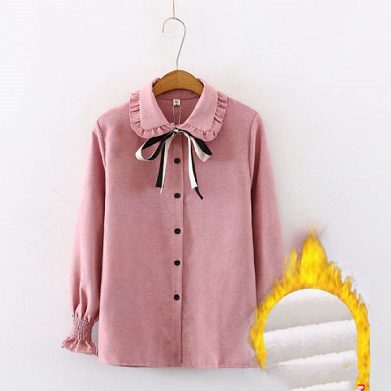 Cute Bow Top With Sweet Lace Long Sleeves