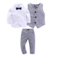 Children's Clothing Spring And Autumn New Boys' Gentleman Three-piece Vest Bow Tie Shirt Trousers