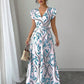 Lace-up Floral Short-sleeve Frilly Elegant A-line Skirt