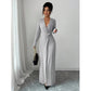 Elegant V-neck Knitted Twist Wrap Bodycon Dress For Women