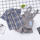 Summer Children's Suit Cotton Plaid Shirt Suspender Pants Two-piece Suit