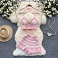 Cutout Crocheted Halter Strap Vest High Waist Knit Shorts