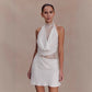 New Neck-hanging Lace-spliced Satin Dress Short Skirt