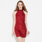 Cold-shoulder Sleeveless Sequined Women's Clothing Dress