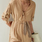 Fashion Offtheshoulder Loose Chiffon Western Style Lolita Tie Solid Color Shortsleeved Jumpsuit
