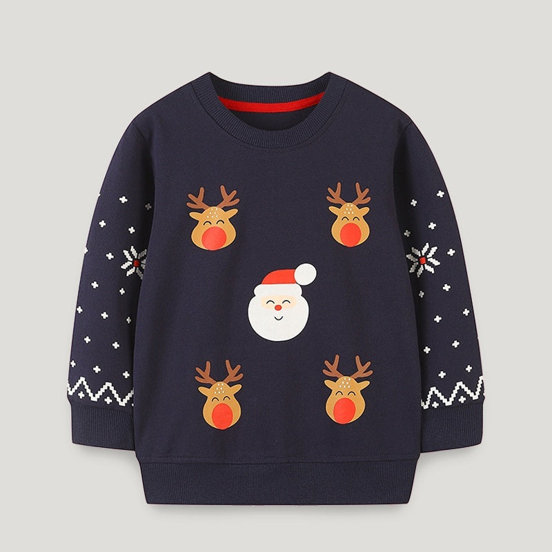 Pull pour enfant style européen et américain, imprimé élan