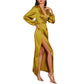 Loose Solid Color And V-neck Dress For Women