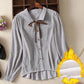 Cute Bow Top With Sweet Lace Long Sleeves