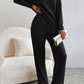 Fashion Solid Striped Suit V-neck Long-sleeved Top And Casual Straight Pants Loose Temperament Women's Clothing