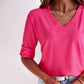 Female V-neck Thread Half-sleeve Sweater