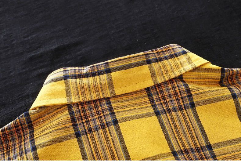 Chemise à carreaux mi-longue ample à manches longues pour femme