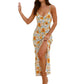 Womens Floral Dress With Thin Straps And A Slit