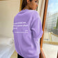 Pull ras du cou doublé polaire pour femme, imprimé slogan uni, simple et confortable, couleur unie