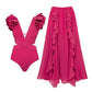 One-piece Women's Solid Color Covering Belly Thin Backless Swimsuit