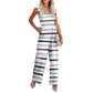 Women's Casual Ruffled Shoulder Straps High Waist Solid Color Wide Leg Jumpsuit