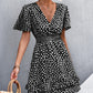 New V-neck Ruffle Waist-tight Smocking Dress