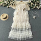 French Style High-grade Ruffled Mesh Cake Dress