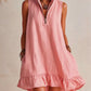 New Stylish Casual Loose Half-Zip Sleeveless Dress With Ruffle Hem