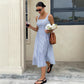 Womens Casual Sleeveless Strappy Square-Neck Colorblock Striped Dress