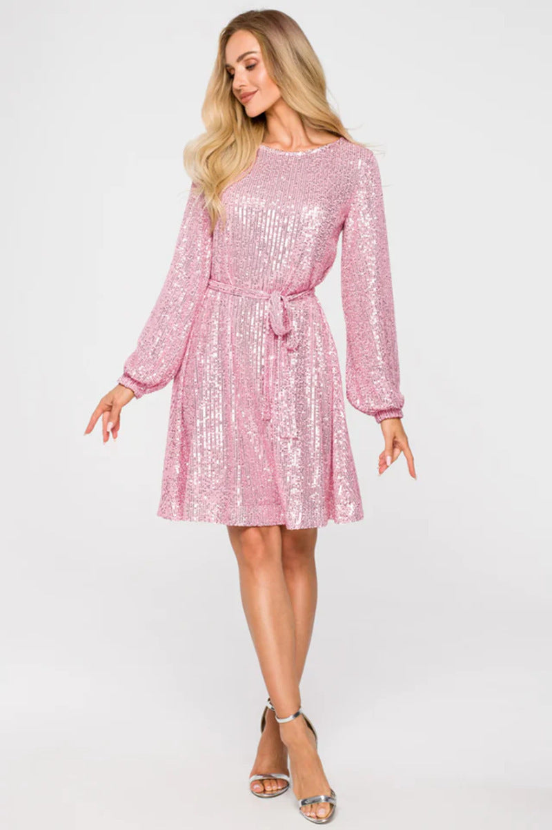 Glittering Beaded Dress For Holiday Party