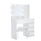 Vanity, Makeup Vanity Desk Set With Mirror & Light, Dressing Table Storage Lots With Power Strip, 3 Lighting Modes With Adjustable Brightness, 37 Inches White With Stool