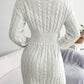 Robe en tricot à manches longues et col en V, couleur unie, tendance, taille fine, vêtements pour femmes