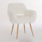 WHITE Faux Fur Upholstered Make Up Chair Side Dining Chair With Metal Leg WHITE Beech Metal Leg