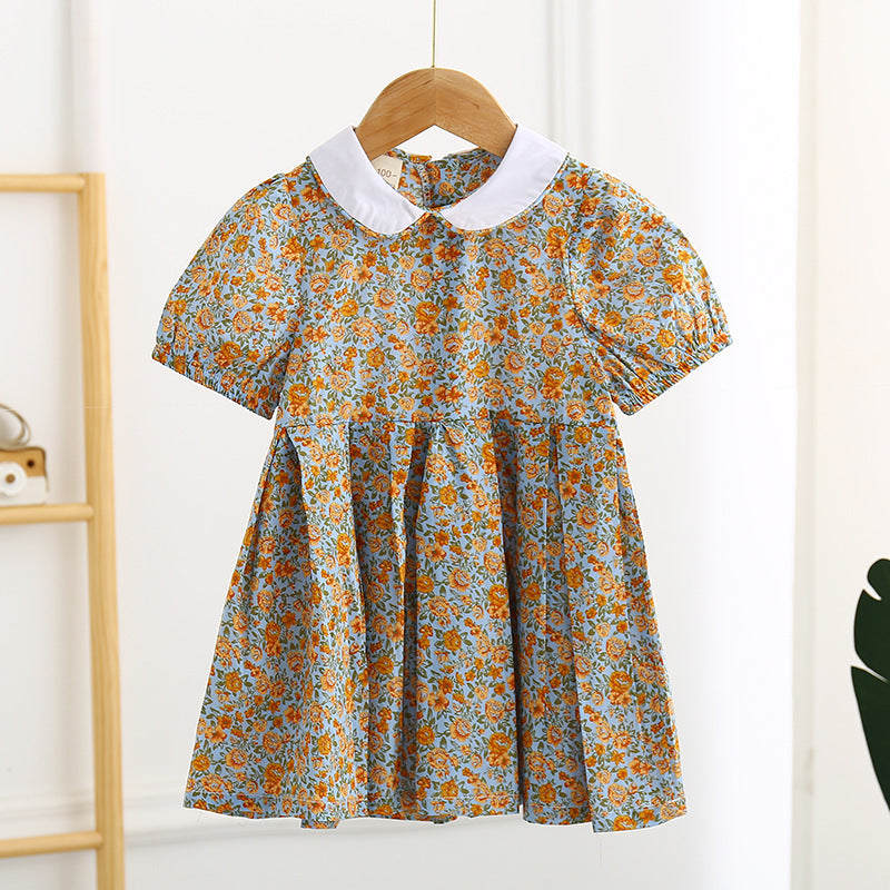 Girls' Mid Length Floral Short Sleeve Dress