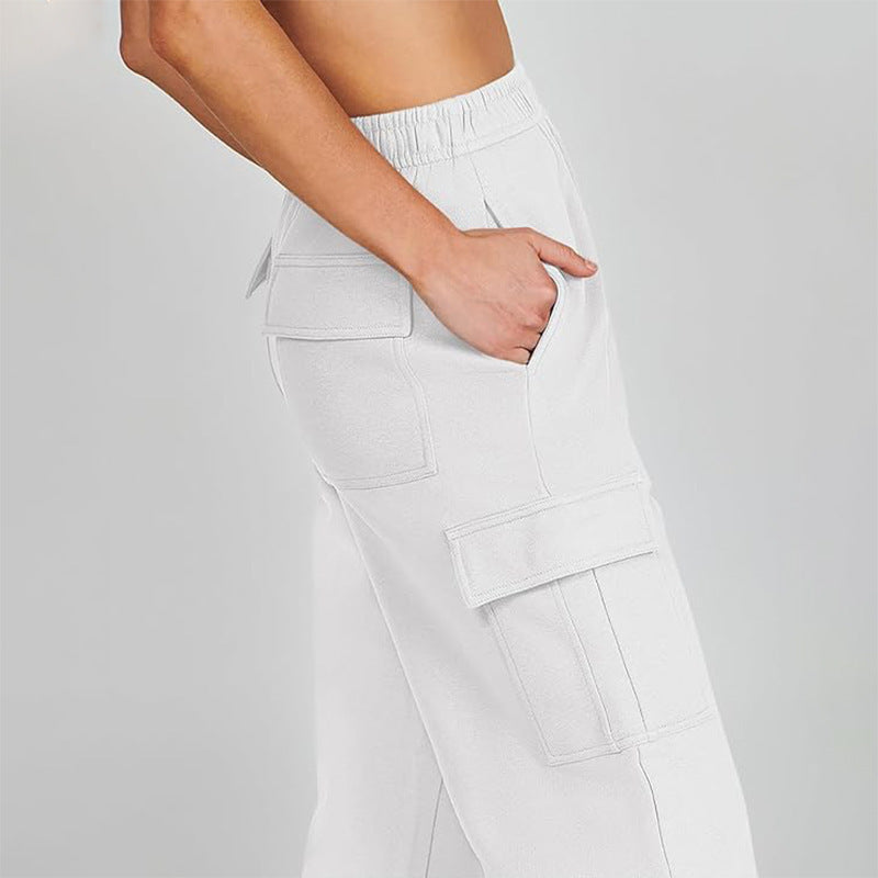 Pantalon de jogging élastique taille haute avec poches