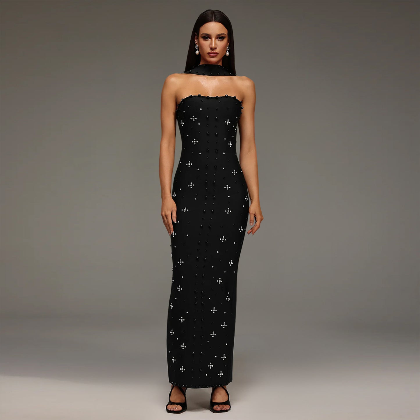 Elegant Beaded Bodycon Tube Dress For Women