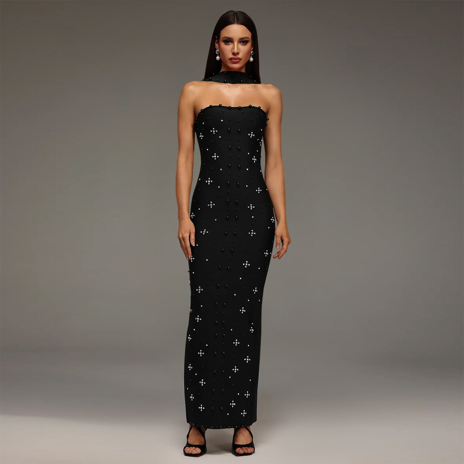 Elegant Beaded Bodycon Tube Dress For Women