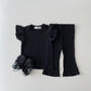 Korean Style Children's Clothing Thin Flounced Sleeve T-shirt Bell-bottom Pants Suit
