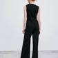 V-neck Wrap Zipper Wide Leg Jumpsuit