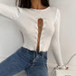 Women's Fashion Hollow Diamond Chain Jersey Top