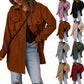 Women's Corduroy Solid Color Single Breasted Casual Lapel Woolen Jacket