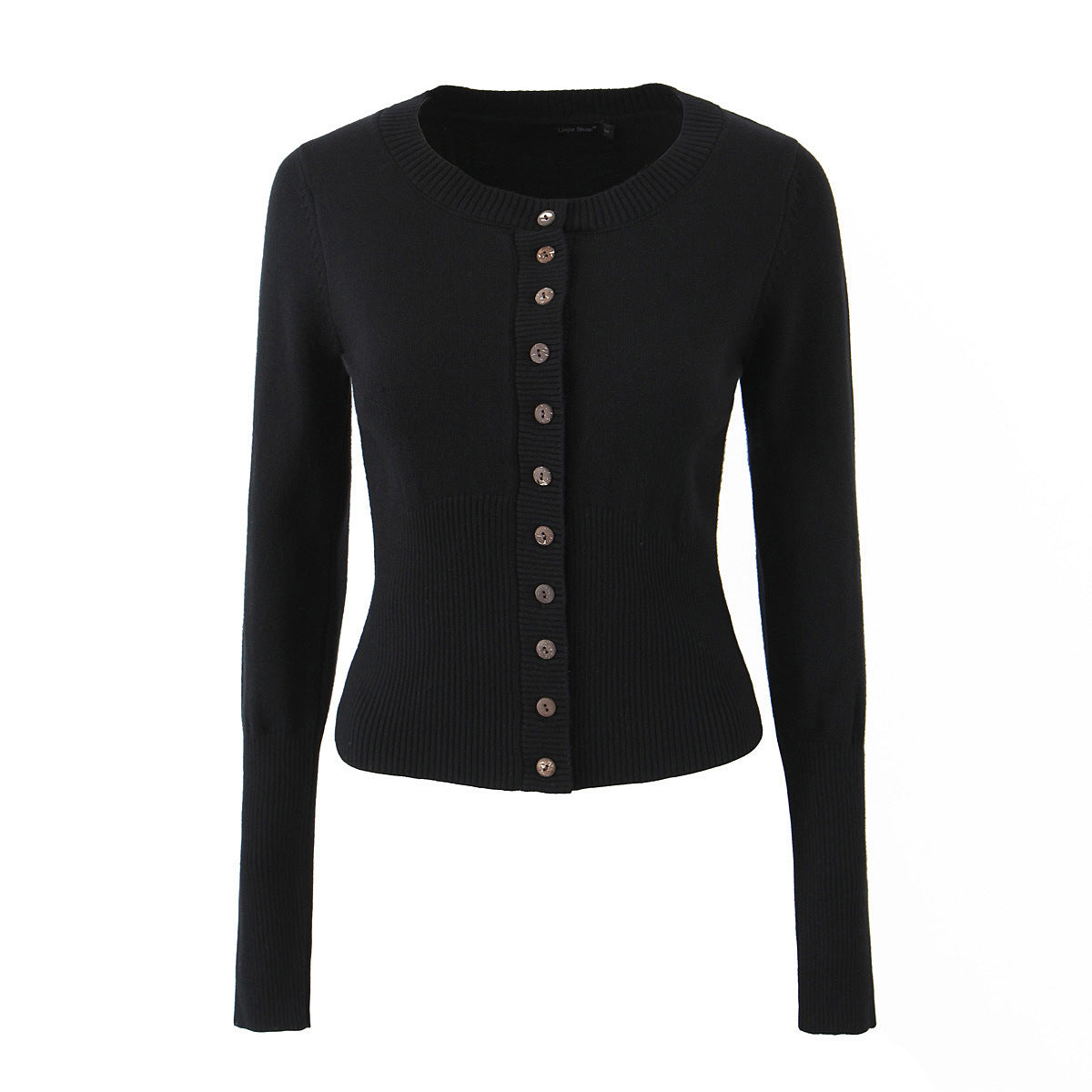 Slim Breasted Knitted Cardigan High Waist Leather Ring Pleated Skirt