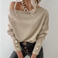 Slim-fit Women's Blouse With One-line Collar And Off-shoulder