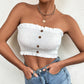 Retro Solid Color Fungus Edge Elastic Tube Top Women's Top