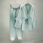 Spring And Autumn Jacquard Houndstooth Knitted Wide-leg Pants Two-piece Set