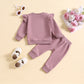 Children's Suit Baby Girl Flounced Sleeve Letter Embroidered Sweater Trousers