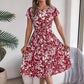 Robe plissée à manches courtes et ourlet large, élégante, style européen et américain