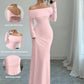 Women's Off-shoulder Fashion Slim Temperament Sheath Dress