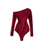 Diagonal Collar Strapless Long-sleeved T-shirt Women's