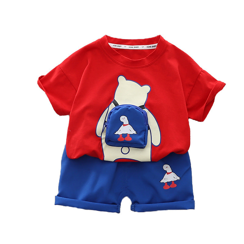 Children's Summer Cartoon Casual Short-sleeved Shorts Suit