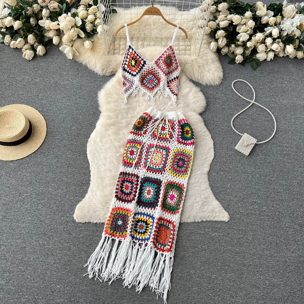 Fashion Suspenders Vest Skirt Suit