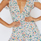 V-neck Floral Waist Short-sleeved Jumpsuit