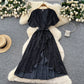 Cross V-Neck Short-Sleeve Irregular Dress Womens