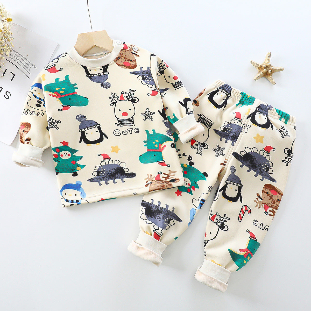Children Velvet Thermal Underwear Suit