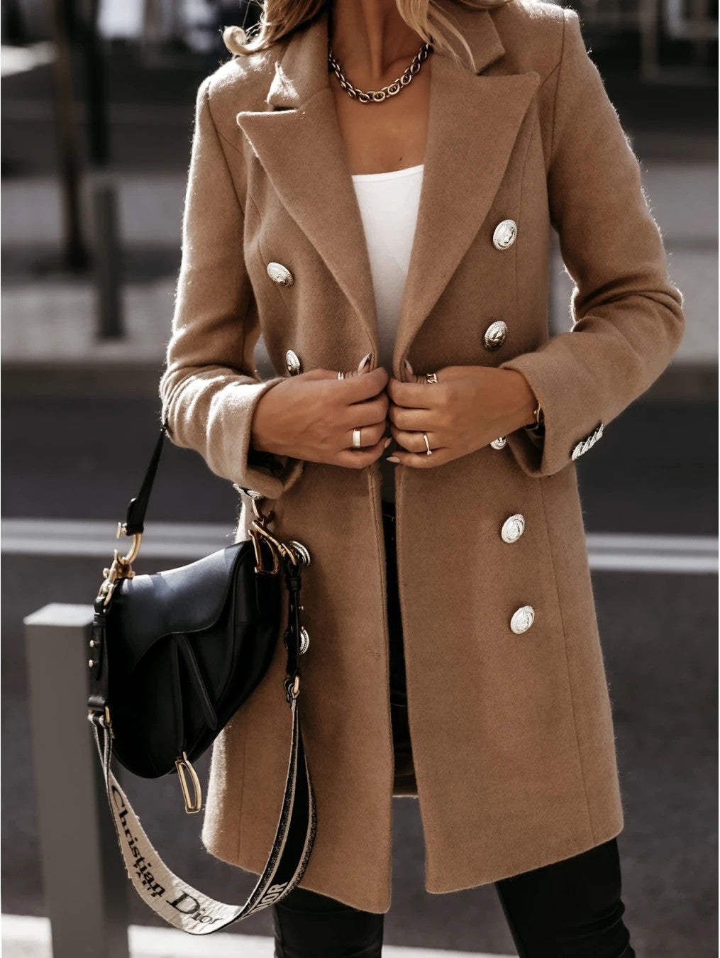 Manteau Nizi croisé à manches longues et col blazer
